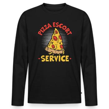 Pizza Escort Service Courier Food Delivery Guy - Men's Premium Organic Long Sleeve Shirt - black - Front - Nico (187cm)