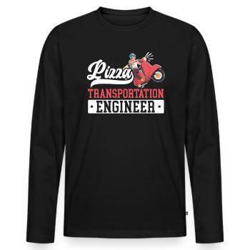 Pizza Transportation Engineer Food Delivery Guy - Men's Premium Organic Long Sleeve Shirt - black - Front - Nico (187cm)