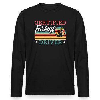 Zertifizierter Gabelstaplerfahrer Job Lagerarbeiter - Männer Premium Bio Langarmshirt - Schwarz - Vorne - Nico (187cm)