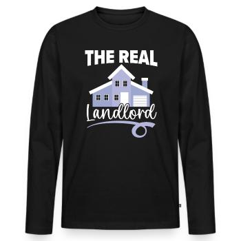 Der wahre Vermieter Hausbesitzer Einweihungsparty - Männer Premium Bio Langarmshirt - Schwarz - Vorne - Nico (187cm)