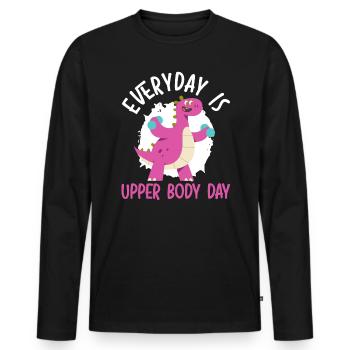 Everyday Is Upper Body Day Fitness Brachiosaurus - Men's Premium Organic Long Sleeve Shirt - black - Front - Nico (187cm)