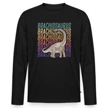 Brachiousaurus Dinosaur Future Paleontologist Dino - Men's Premium Organic Long Sleeve Shirt - black - Front - Nico (187cm)