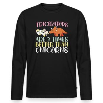 Les tricératops sont 3 fois meilleurs que les licornes Dino - T-shirt manches longues Premium bio Homme - noir - Devant - Nico (187cm)