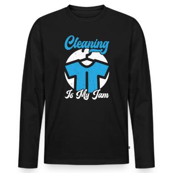 Le nettoyage est mon travail de confiture Profession de nettoyeur à sec - T-shirt manches longues Premium bio Homme - noir - Devant - Nico (187cm)