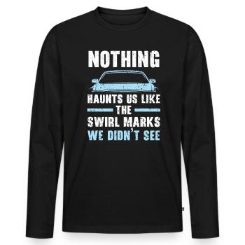 Nothing Haunt Us Like Swirl Marks We Didn't See - Men's Premium Organic Long Sleeve Shirt - black - Front - Nico (187cm)
