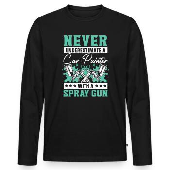 Ne sous-estimez jamais un peintre automobile avec un pistolet de pulvérisation - T-shirt manches longues Premium bio Homme - noir - Devant - Nico (187cm)
