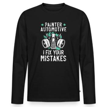 Peintre Automobile Je Corrige Vos Erreurs Voiture - T-shirt manches longues Premium bio Homme - noir - Devant - Nico (187cm)