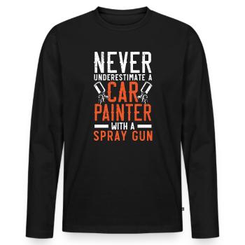 Ne sous-estimez jamais un peintre automobile avec un pistolet de pulvérisation - T-shirt manches longues Premium bio Homme - noir - Devant - Nico (187cm)