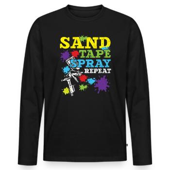 Sand Tape Spray Repeat Car Auto Body Painter - Men's Premium Organic Long Sleeve Shirt - black - Front - Nico (187cm)