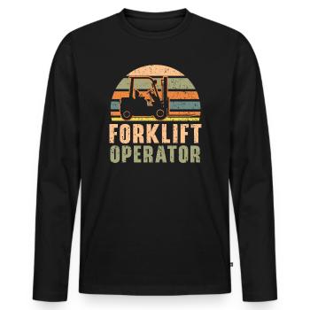 Gabelstaplerfahrer Job Beruf Lagerarbeiter - Männer Premium Bio Langarmshirt - Schwarz - Vorne - Nico (187cm)