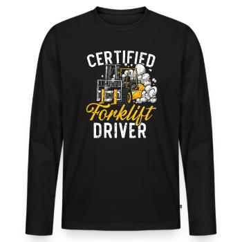 Zertifizierter Gabelstaplerfahrer Job Lagerarbeiter - Männer Premium Bio Langarmshirt - Schwarz - Vorne - Nico (187cm)