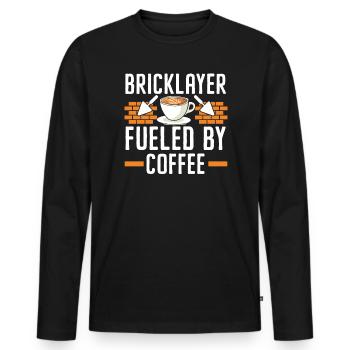 Bricklayer Fueled By Coffee Drinker Brickmason - Men's Premium Organic Long Sleeve Shirt - black - Front - Nico (187cm)