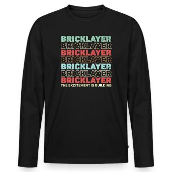 Bricklayer The Excitement Is Building Construction - Men's Premium Organic Long Sleeve Shirt - black - Front - Nico (187cm)