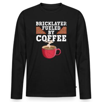 Bricklayer Fueled By Coffee Drinker Brickmason - Men's Premium Organic Long Sleeve Shirt - black - Front - Nico (187cm)