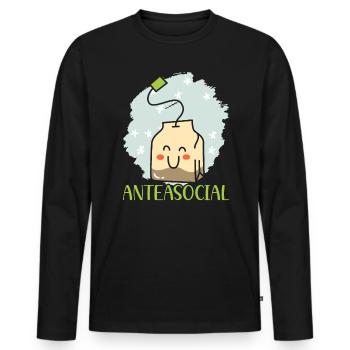 Anteasozialer Teetrinker introvertiert introvertiert introvertiert - Männer Premium Bio Langarmshirt - Schwarz - Vorne - Nico (187cm)