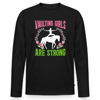 Les filles de saut sont fortes en voltige équestre - T-shirt manches longues Premium bio Homme - noir - Devant - Nico (187cm)