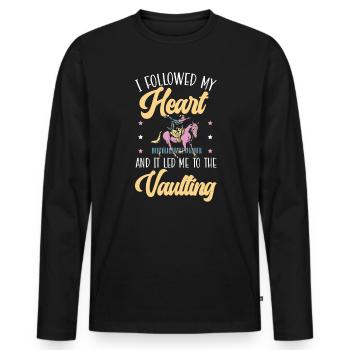 J’ai suivi mon cœur et il m’a conduit à la voltige - T-shirt manches longues Premium bio Homme - noir - Devant - Nico (187cm)