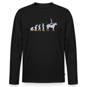Pferdevoltigieren Evolution Reiten Reiten - Männer Premium Bio Langarmshirt - Schwarz - Vorne - Nico (187cm)