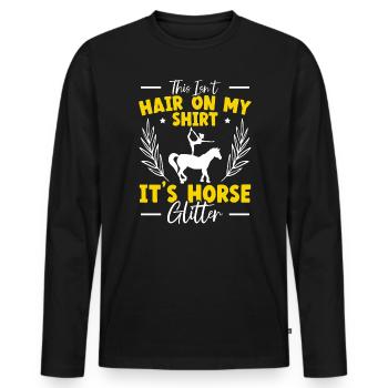 Ce ne sont pas des cheveux sur ma chemise, ce sont des paillettes de cheval - T-shirt manches longues Premium bio Homme - noir - Devant - Nico (187cm)