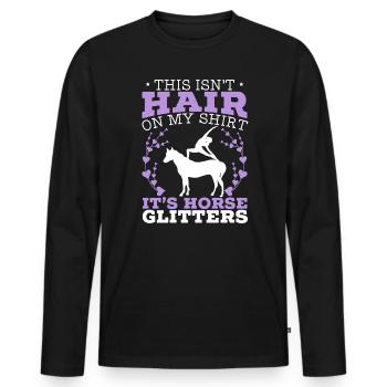 Ce ne sont pas des cheveux sur ma chemise, ce sont des paillettes de cheval - T-shirt manches longues Premium bio Homme - noir - Devant - Nico (187cm)