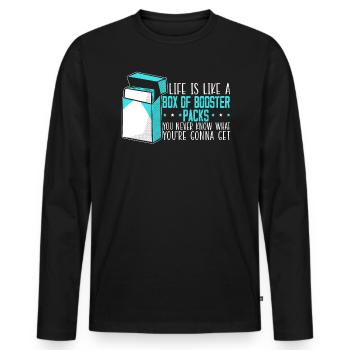 Das Leben ist wie eine Schachtel mit Booster Packs Card Collector - Männer Premium Bio Langarmshirt - Schwarz - Vorne - Nico (187cm)