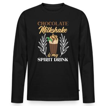 Milkshake au chocolat est ma boisson spirituelle Choco - T-shirt manches longues Premium bio Homme - noir - Devant - Nico (187cm)