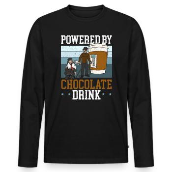 Propulsé par Chocolate Drink Choco Drink Flavor - T-shirt manches longues Premium bio Homme - noir - Devant - Nico (187cm)