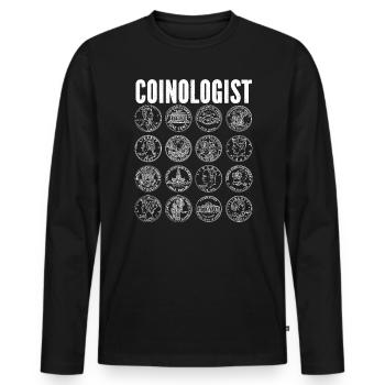 Coinologist Coin Collection de pièces de collection - T-shirt manches longues Premium bio Homme - noir - Devant - Nico (187cm)