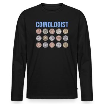 Coinologist Münzsammler Münzsammeln - Männer Premium Bio Langarmshirt - Schwarz - Vorne - Nico (187cm)