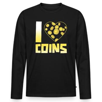 Ich liebe Münzsammler Numismatiker Münzsammler - Männer Premium Bio Langarmshirt - Schwarz - Vorne - Nico (187cm)