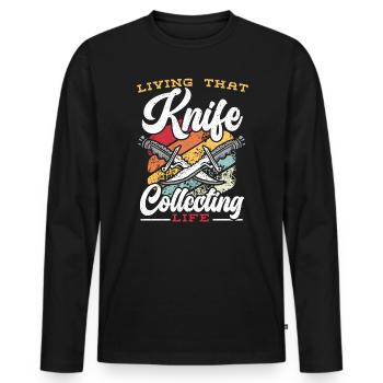 Living That Knife Collecting Life Knife Collector - Männer Premium Bio Langarmshirt - Schwarz - Vorne - Nico (187cm)