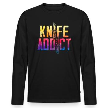 Knife Addict Knife Collecting Knife Collector - Men's Premium Organic Long Sleeve Shirt - black - Front - Nico (187cm)