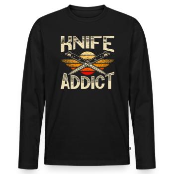Knife Addict Knife Collecting Knife Collector - Men's Premium Organic Long Sleeve Shirt - black - Front - Nico (187cm)