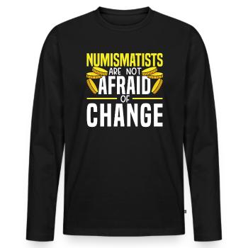 Collecte de pièces de collection numismate - T-shirt manches longues Premium bio Homme - noir - Devant - Nico (187cm)
