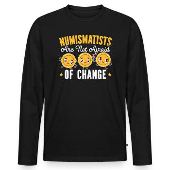 Collecte de pièces de collection numismate - T-shirt manches longues Premium bio Homme - noir - Devant - Nico (187cm)