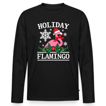 Vacances Flamingo Lover Joyeux Noël Jour de Noël - T-shirt manches longues Premium bio Homme - noir - Devant - Nico (187cm)
