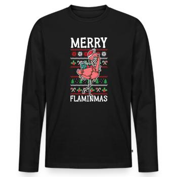 Joyeux flamants roses Flaminmas Flamingo Lover Jour de Noël - T-shirt manches longues Premium bio Homme - noir - Devant - Nico (187cm)