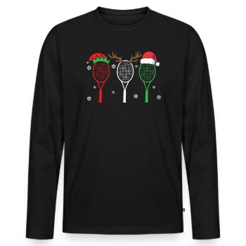 Joueur de tennis Amateur de sport Joyeux Noël Jour de Noël - T-shirt manches longues Premium bio Homme - noir - Devant - Nico (187cm)