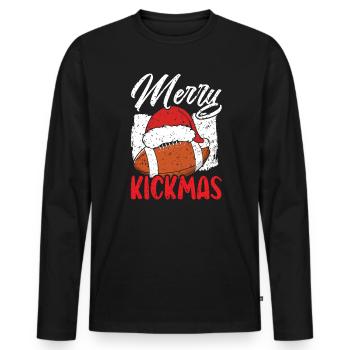 Merry Kickmas Sport Lover Frohe Weihnachten - Männer Premium Bio Langarmshirt - Schwarz - Vorne - Nico (187cm)