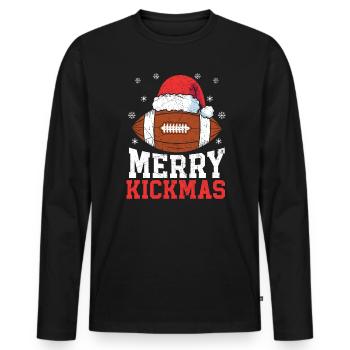 Merry Kickmas Sport Lover Frohe Weihnachten - Männer Premium Bio Langarmshirt - Schwarz - Vorne - Nico (187cm)