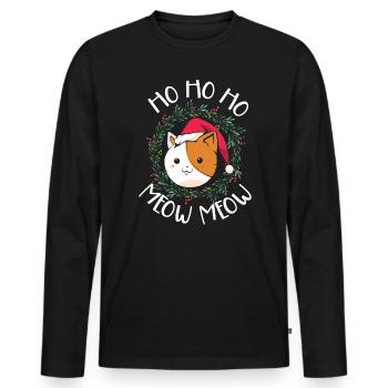 Cat Whisperer Christmas Day Cat Lover Kitty Meow - Men's Premium Organic Long Sleeve Shirt - black - Front - Nico (187cm)