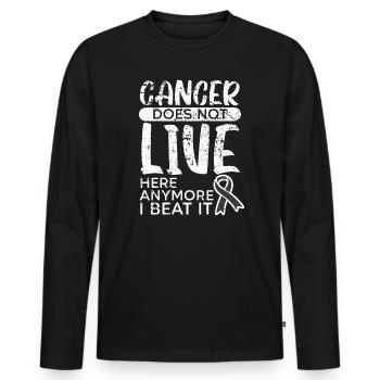 Cancer Does Not Live Here Anymore I Beat It - Men's Premium Organic Long Sleeve Shirt - black - Front - Nico (187cm)