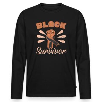 Black Survivor Skin Cancer Awareness - Men's Premium Organic Long Sleeve Shirt - black - Front - Nico (187cm)