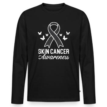 Skin Cancer Warrior Skin Cancer Awareness - Men's Premium Organic Long Sleeve Shirt - black - Front - Nico (187cm)