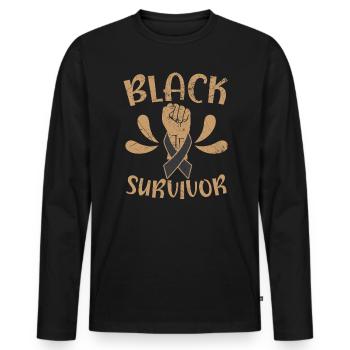 Black Survivor Skin Cancer Awareness - Men's Premium Organic Long Sleeve Shirt - black - Front - Nico (187cm)