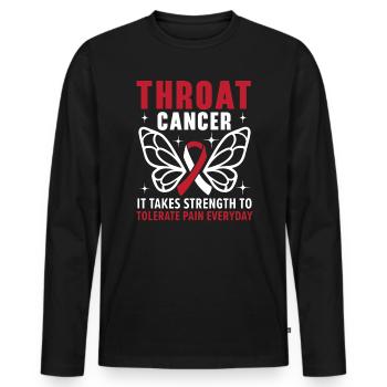 Throat Cancer It Takes Strenght To Tolerate Pain - Men's Premium Organic Long Sleeve Shirt - black - Front - Nico (187cm)