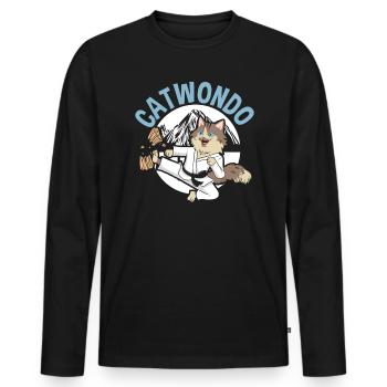 Catwondo MMA Mixed Martial Arts Taekwondo Katze - Männer Premium Bio Langarmshirt - Schwarz - Vorne - Nico (187cm)