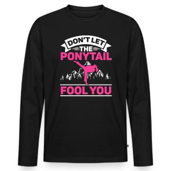 Ne laissez pas la queue de cheval vous tromper MMA Taekwondo Girl - T-shirt manches longues Premium bio Homme - noir - Devant - Nico (187cm)