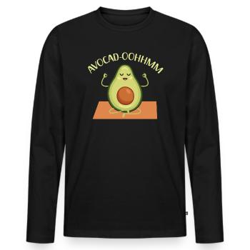 Avocado Yoga Fitness Spiritual Exercise Vegan - Men's Premium Organic Long Sleeve Shirt - black - Front - Nico (187cm)