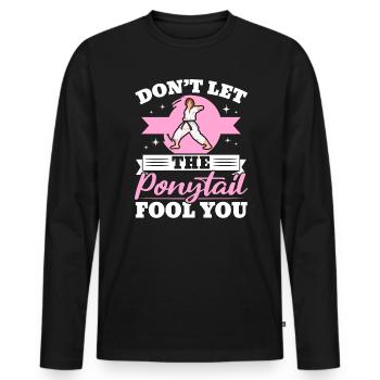 Ne laissez pas la queue de cheval vous tromper MMA Taekwondo Girl - T-shirt manches longues Premium bio Homme - noir - Devant - Nico (187cm)